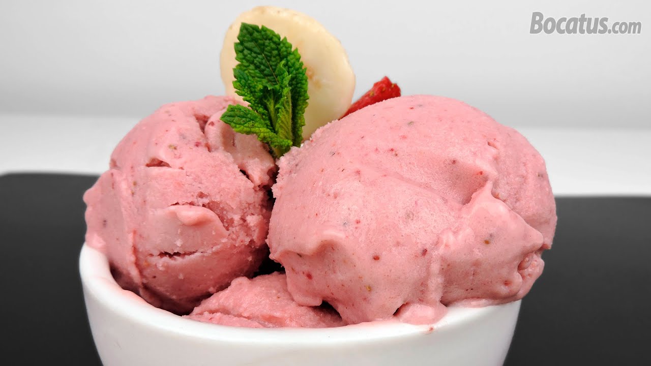 Helado de fresa y plátano