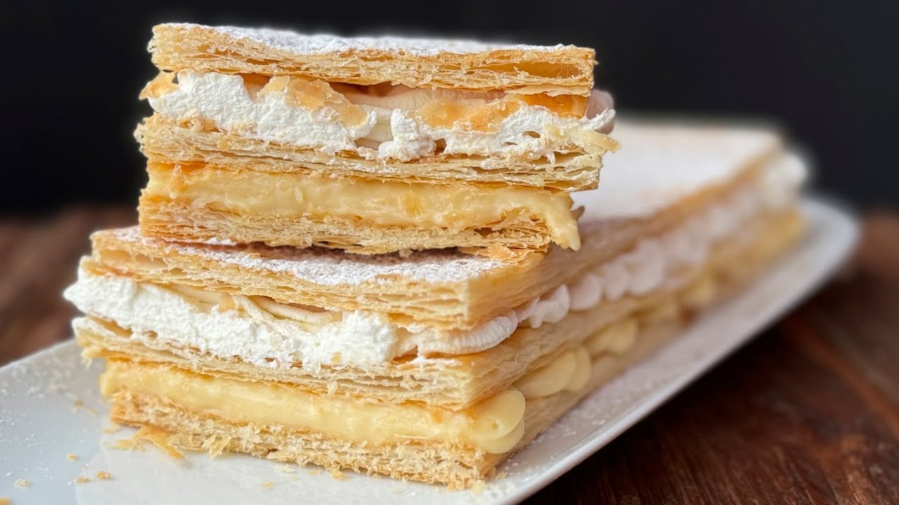 Receta de Milhojas de nata y crema
