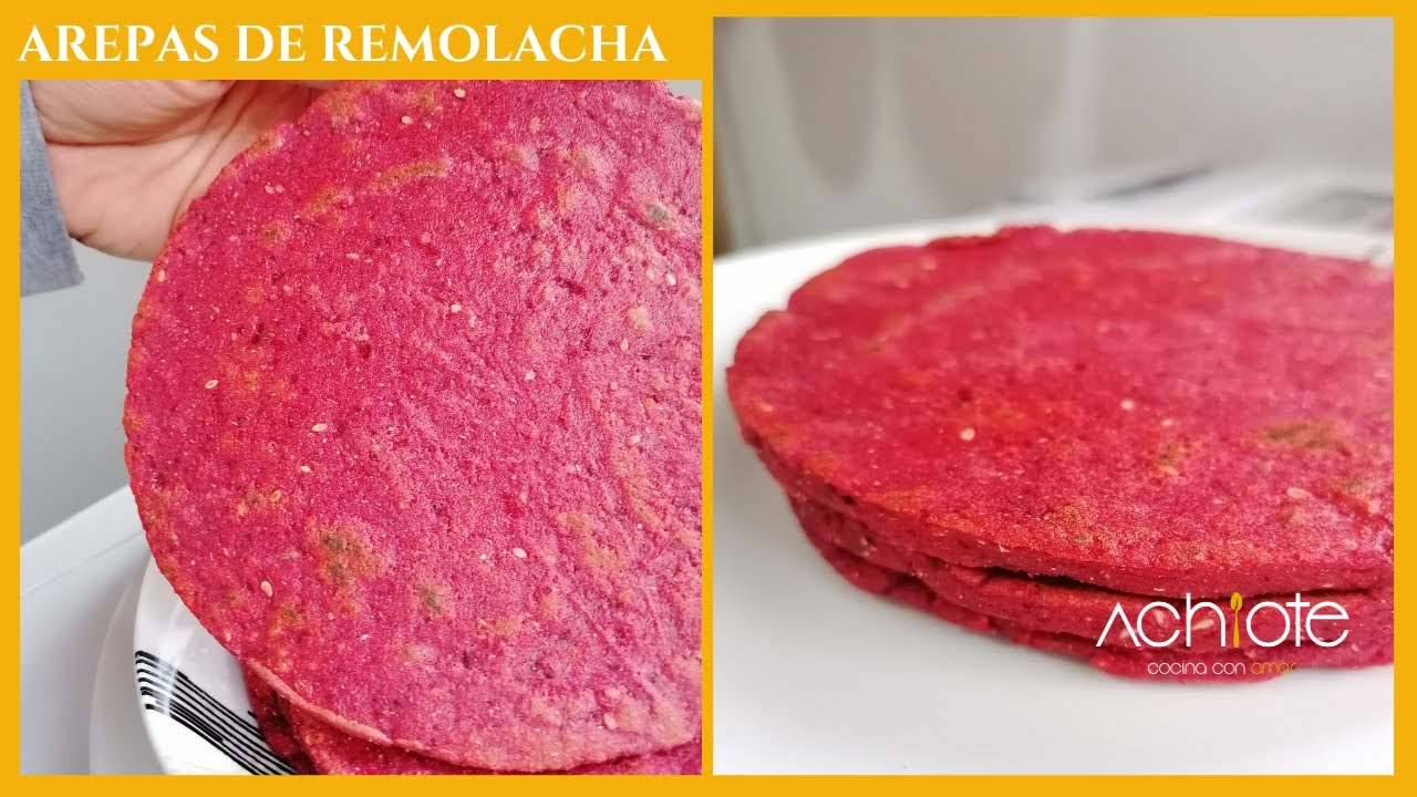 Arepas de remolacha y ricota vegetal