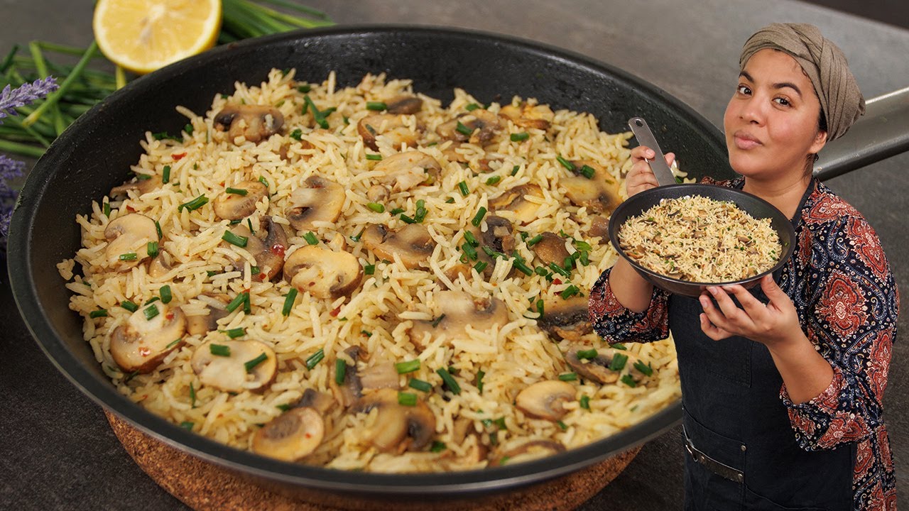 Arroz con champiñón y ajo