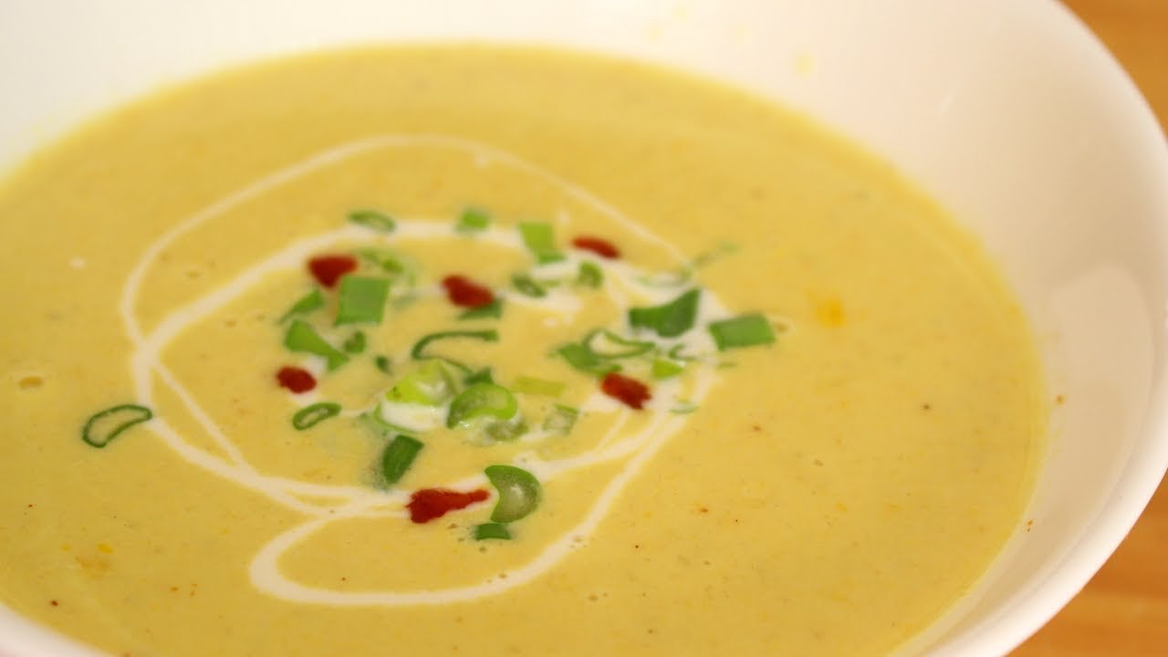 Crema de maíz con curry