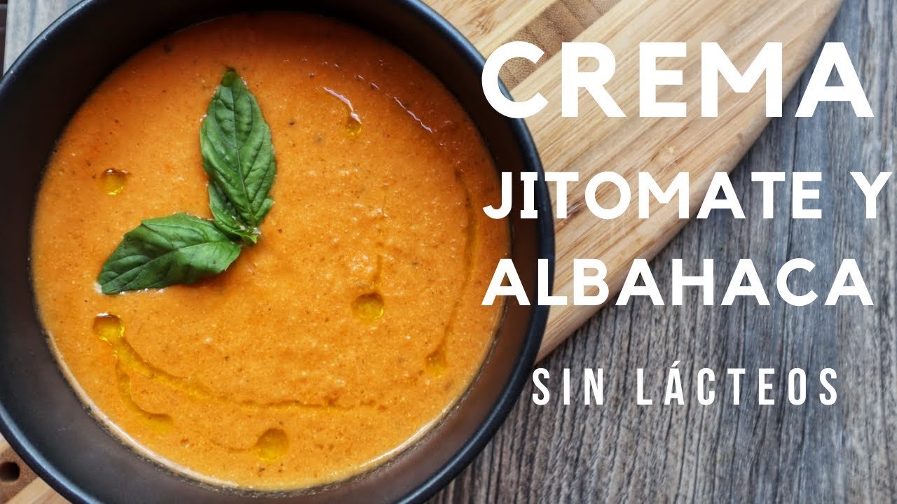Crema de tomate con albahaca fresca y nata