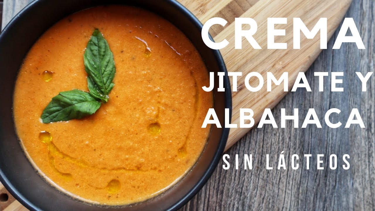Crema de tomate con albahaca y crema