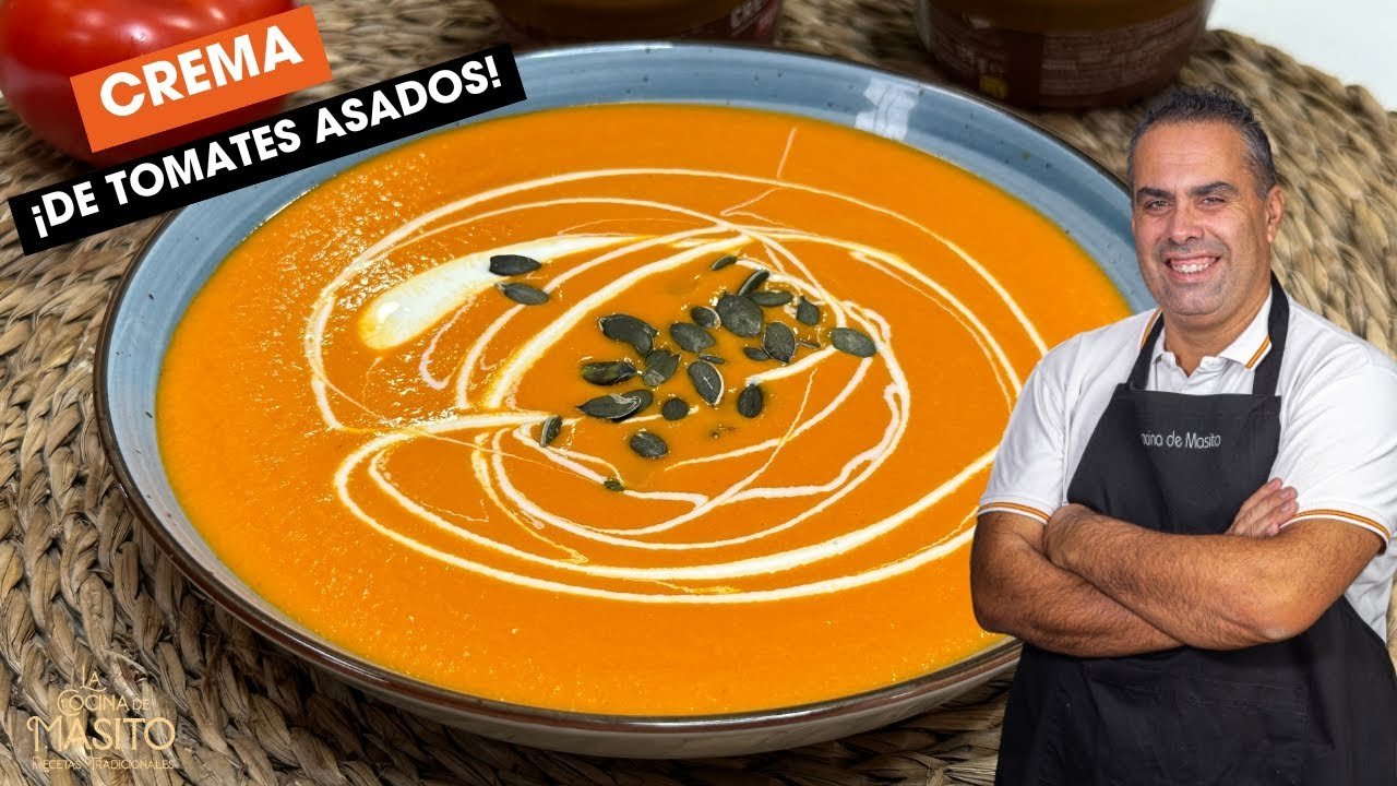 Crema de tomate con nata aireada
