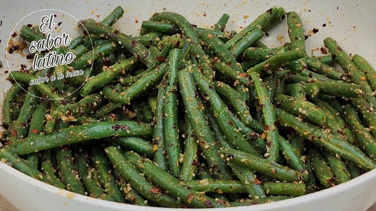 Ejotes con salsa de maní