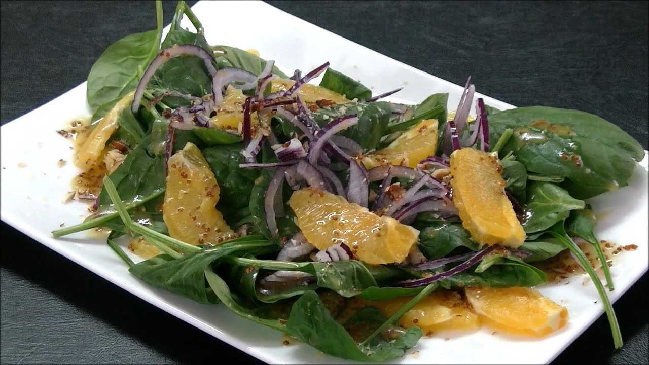 Ensalada de espinaca con naranja y semillas