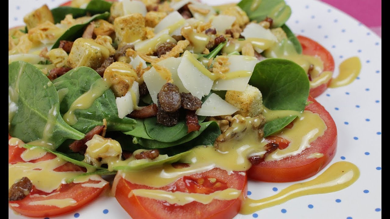 Espinacas con mostaza antigua y miel vegetal