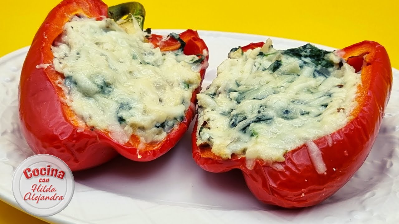 Pimientos rellenos con espinaca