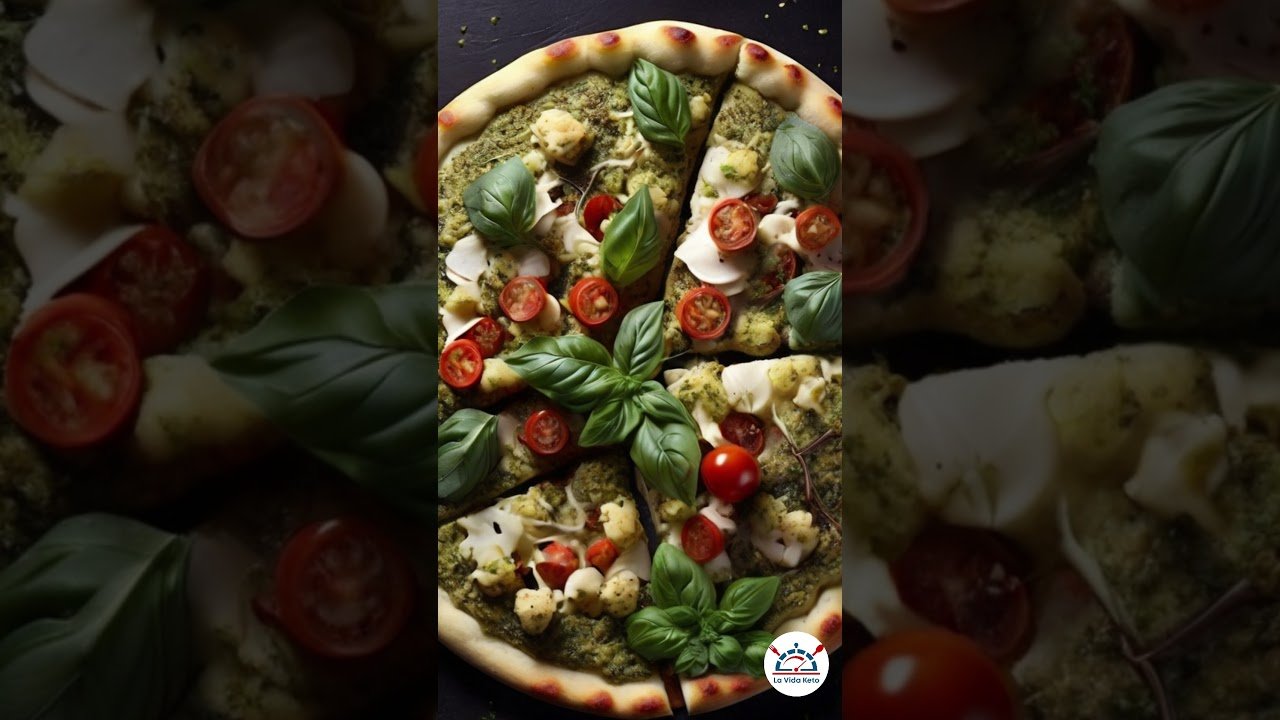 Pizza de coliflor con pesto