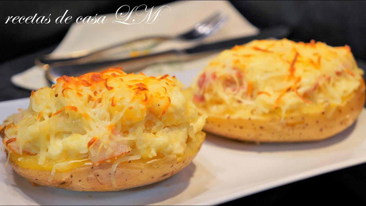 Receta de Patatas rellenas con queso y bacon