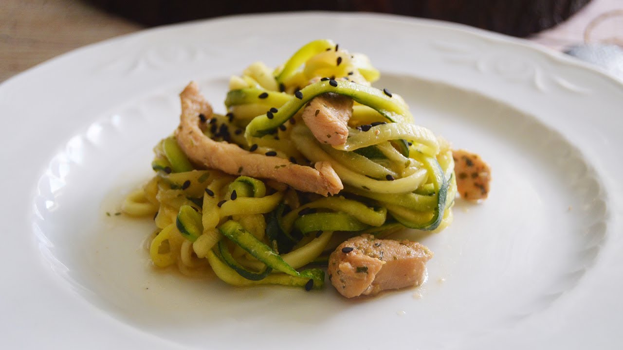 Receta de Tallarines de calabacín con pollo