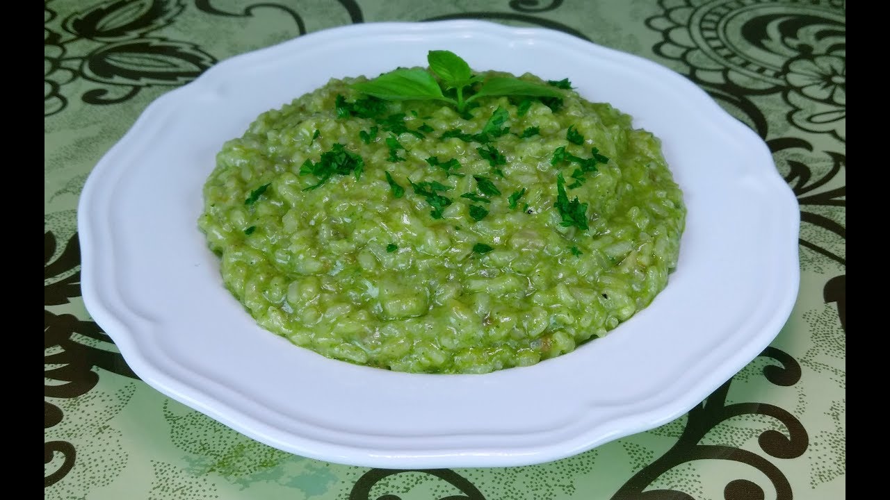 Risotto verde de espinaca y albahaca