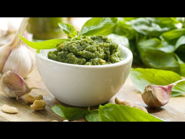 Verduras con salsa pesto de albahaca
