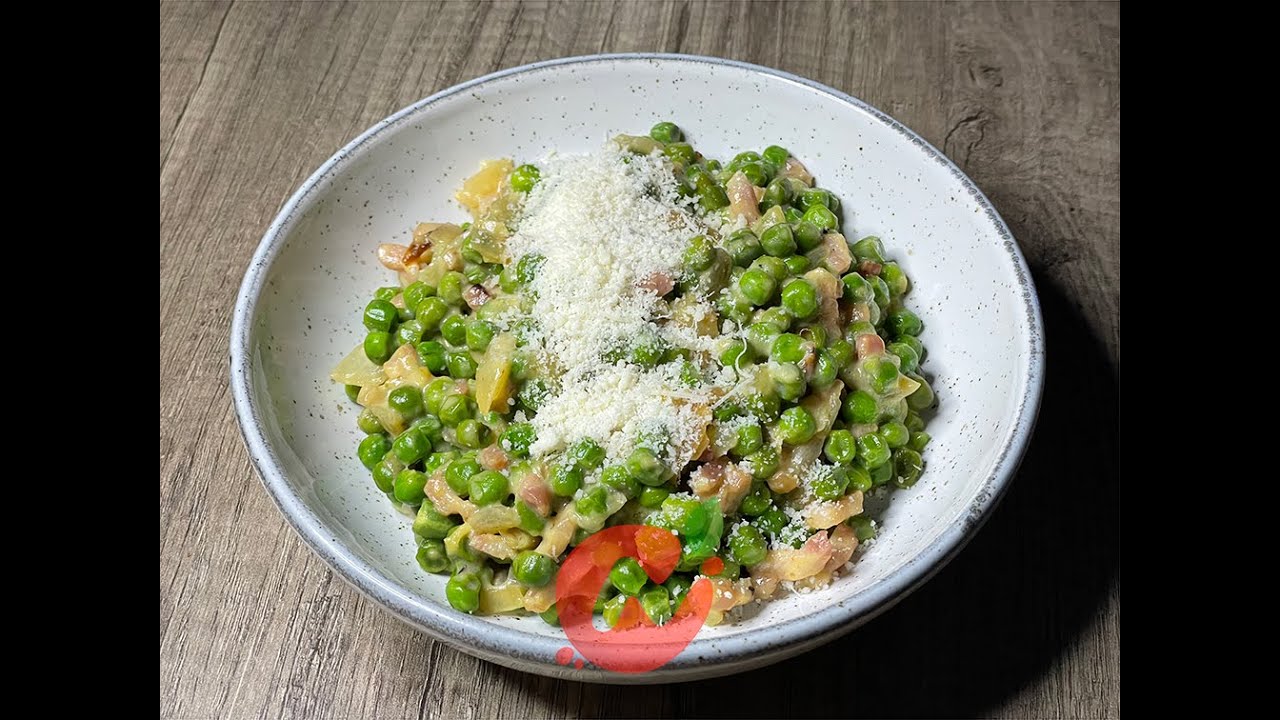 Salsa carbonara con guisantes