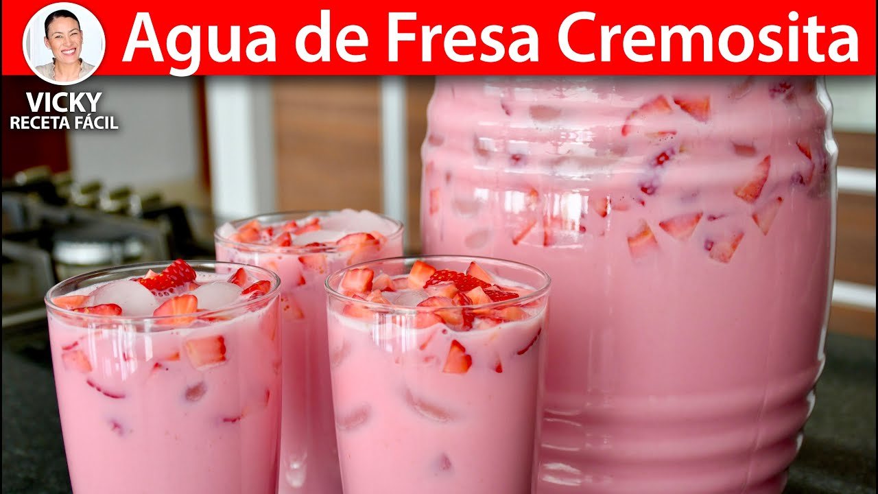 Agua de fresa con leche