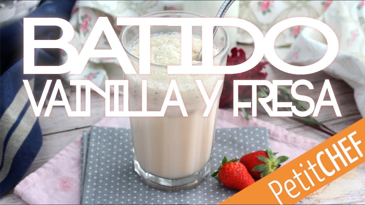 Batido de helado de vainilla y frutilla