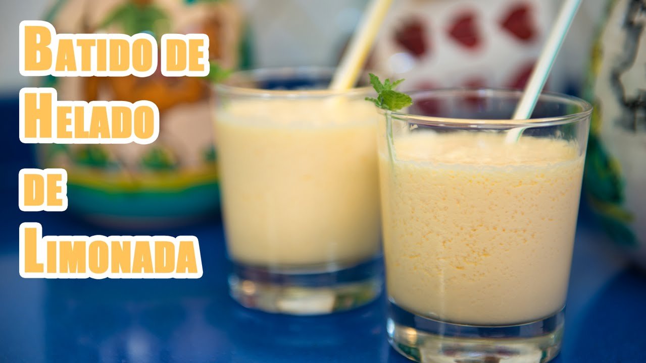 Batido de helado de vainilla y limón