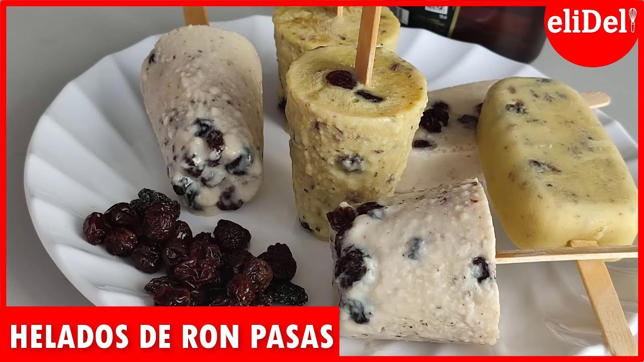 Batido de helado ron y uvas pasas