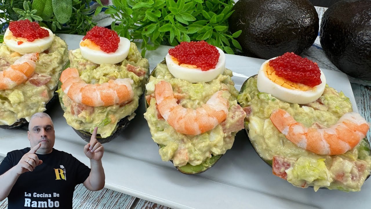 Receta de Aguacate al horno con gambas