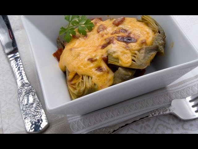 Receta de Alcachofas con bechamel al horno