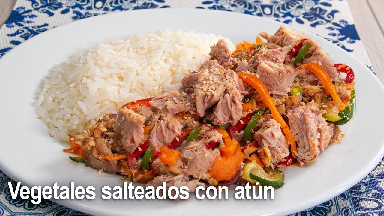 Receta de Atún salteado con verduras