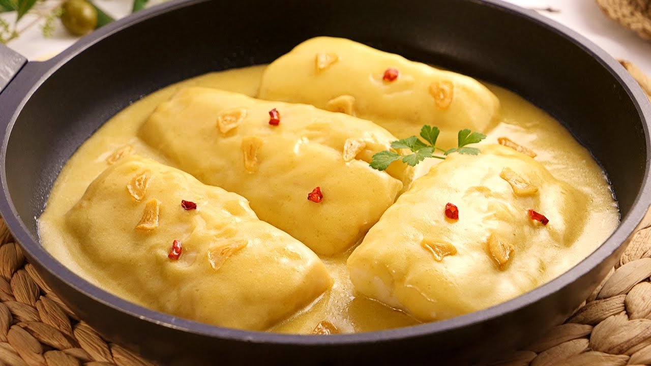 Receta de Bacalao al pil-pil con colador