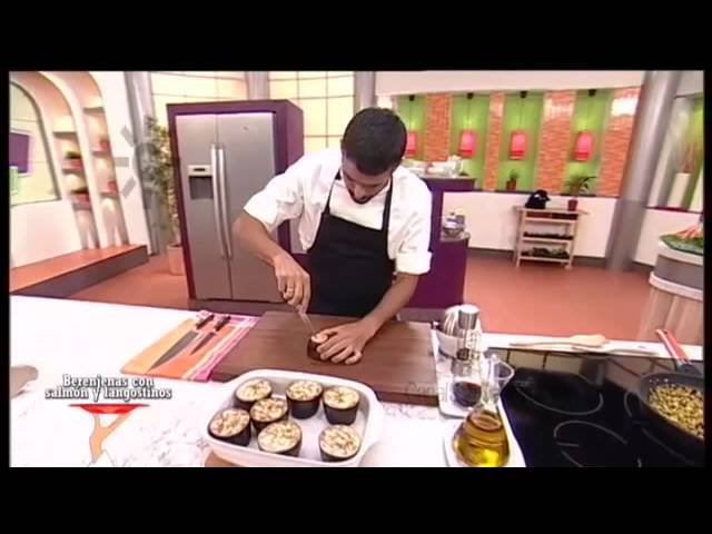 Receta de Berenjenas rellenas de gambas y salmón