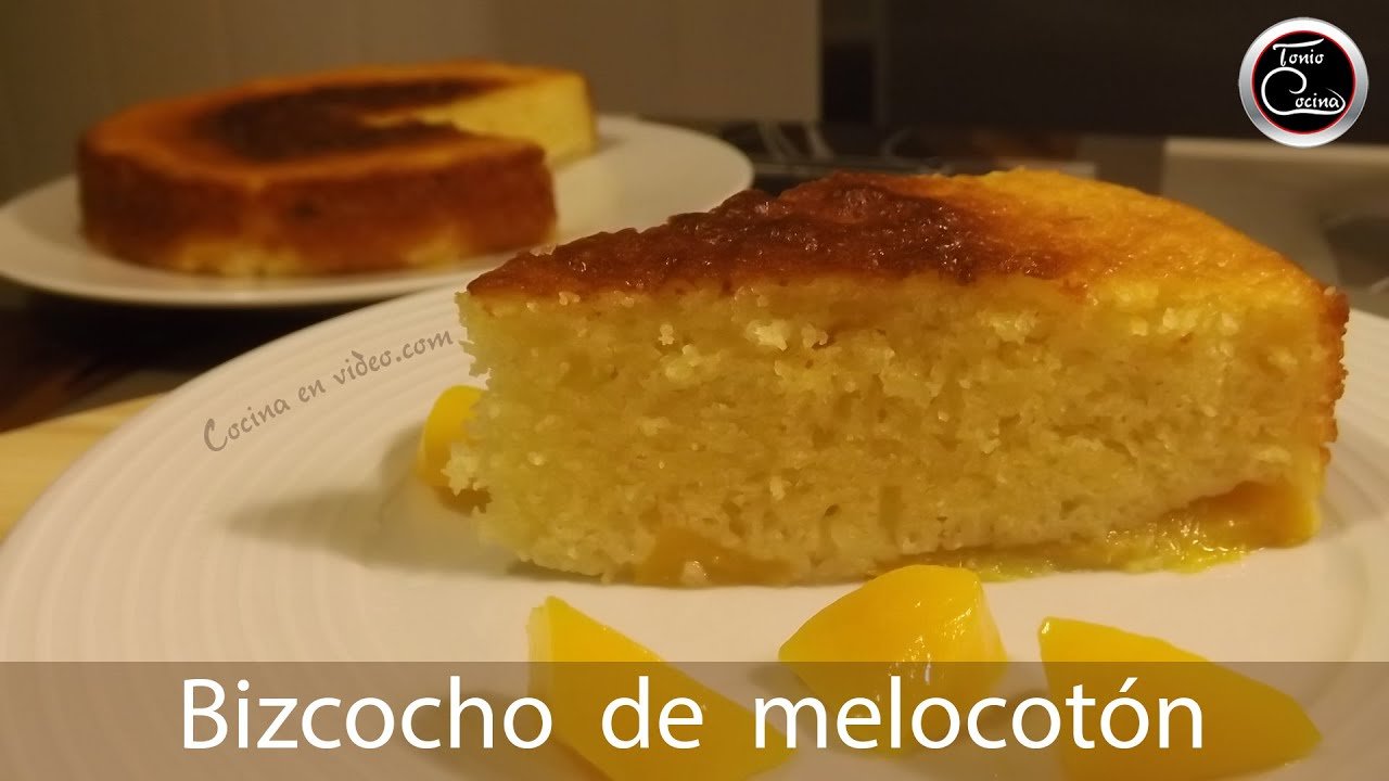 Receta de Bizcocho de melocotón en almíbar
