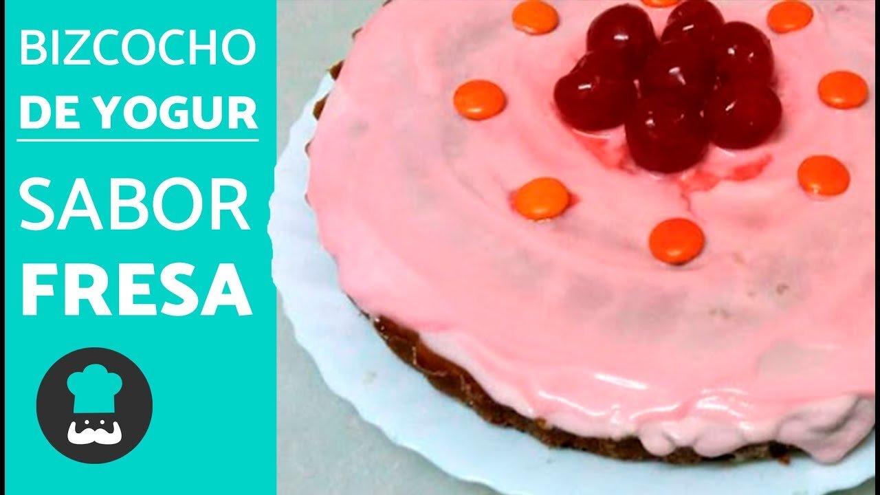 Receta de Bizcocho de yogur de fresa sin huevo