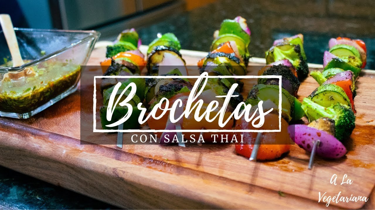 Receta de Brocheta de verduras con salsa