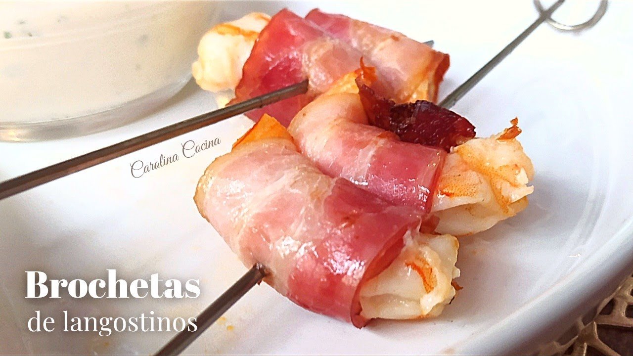 Receta de Brochetas de langostinos