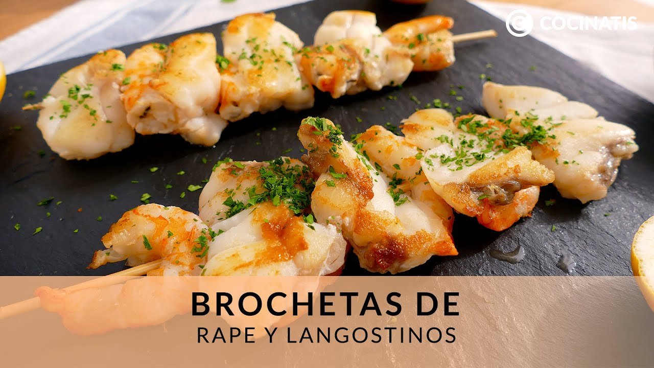 Receta de Brochetas de rape y langostinos con salsa americana