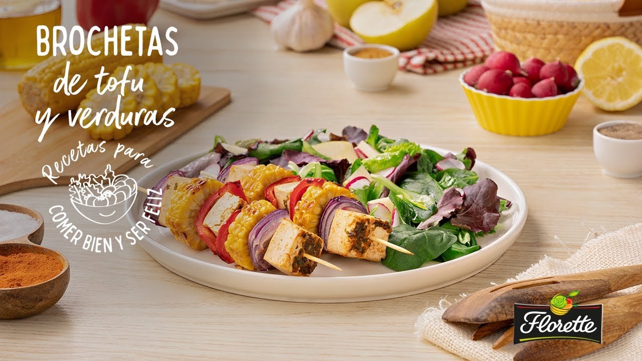 Receta de Brochetas de tofu y verduras