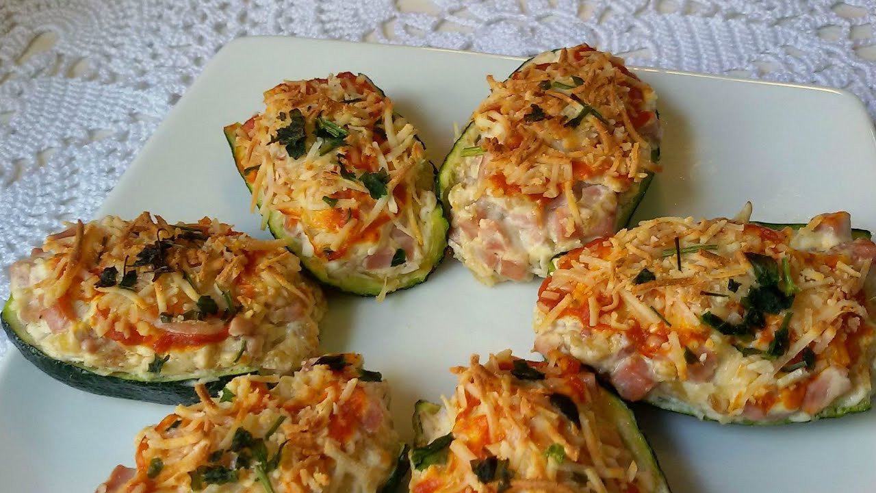 Receta de Calabacines rellenos de jamón y queso