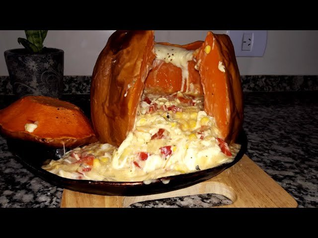 Receta de Calabaza rellena al horno vegetariana