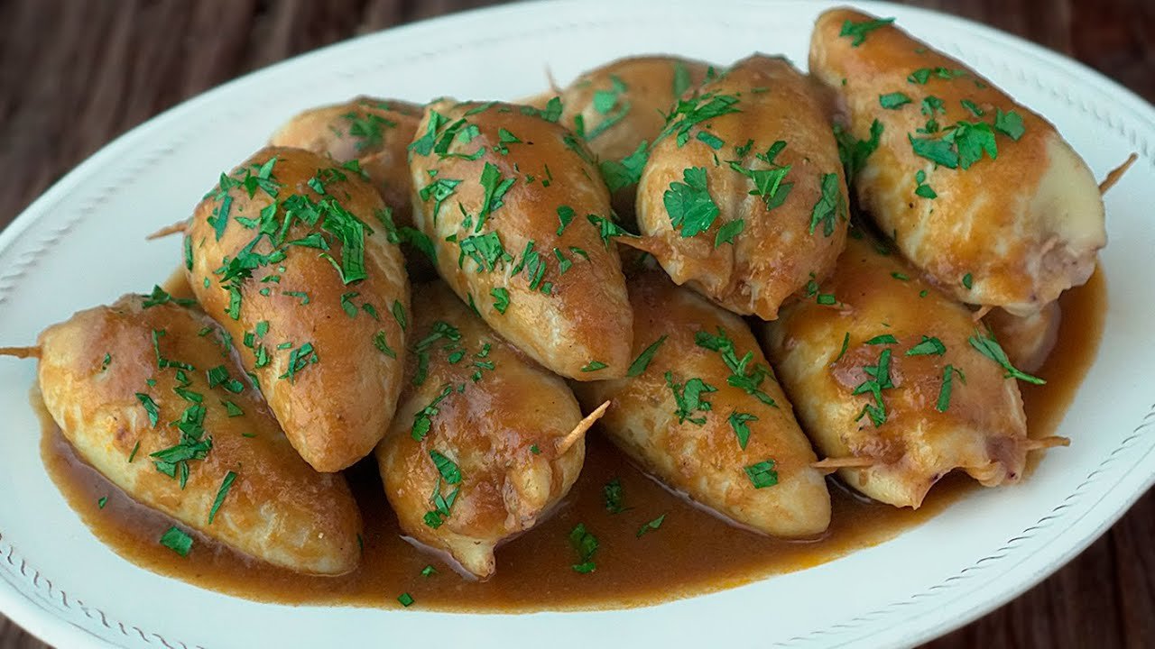 Receta de Calamares rellenos de gambas fácil