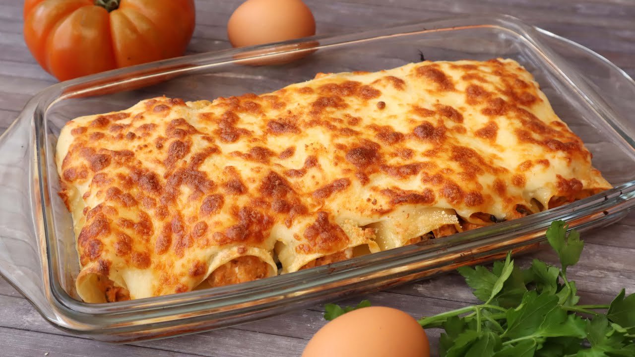 Receta de Canelones de atún y champiñones