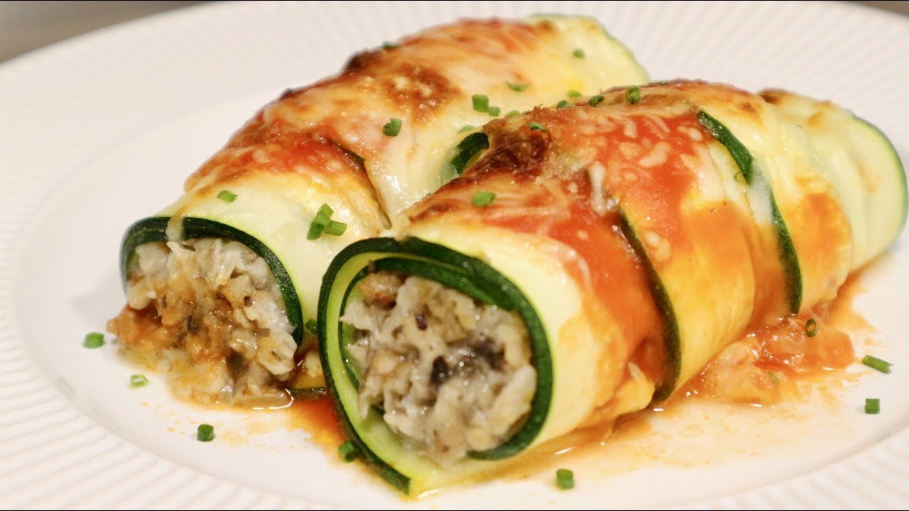 Receta de Canelones de calabacín y pollo
