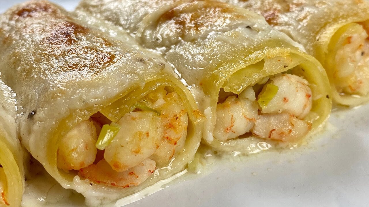Receta de Canelones rellenos de camarones