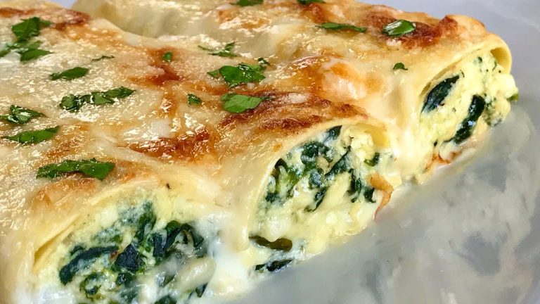 Receta de Canelones rellenos de verdura con espinacas paso a paso para ...