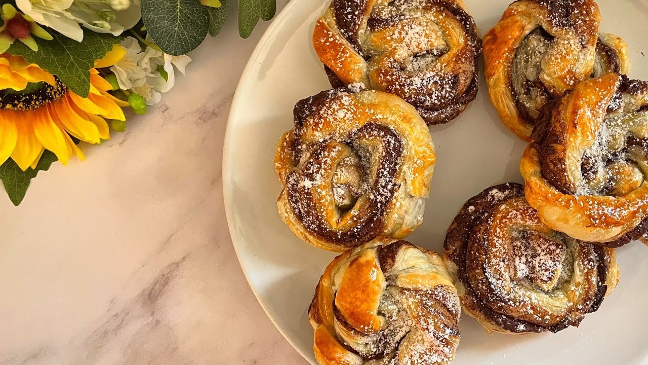 Receta de Caracolas de hojaldre y Nutella