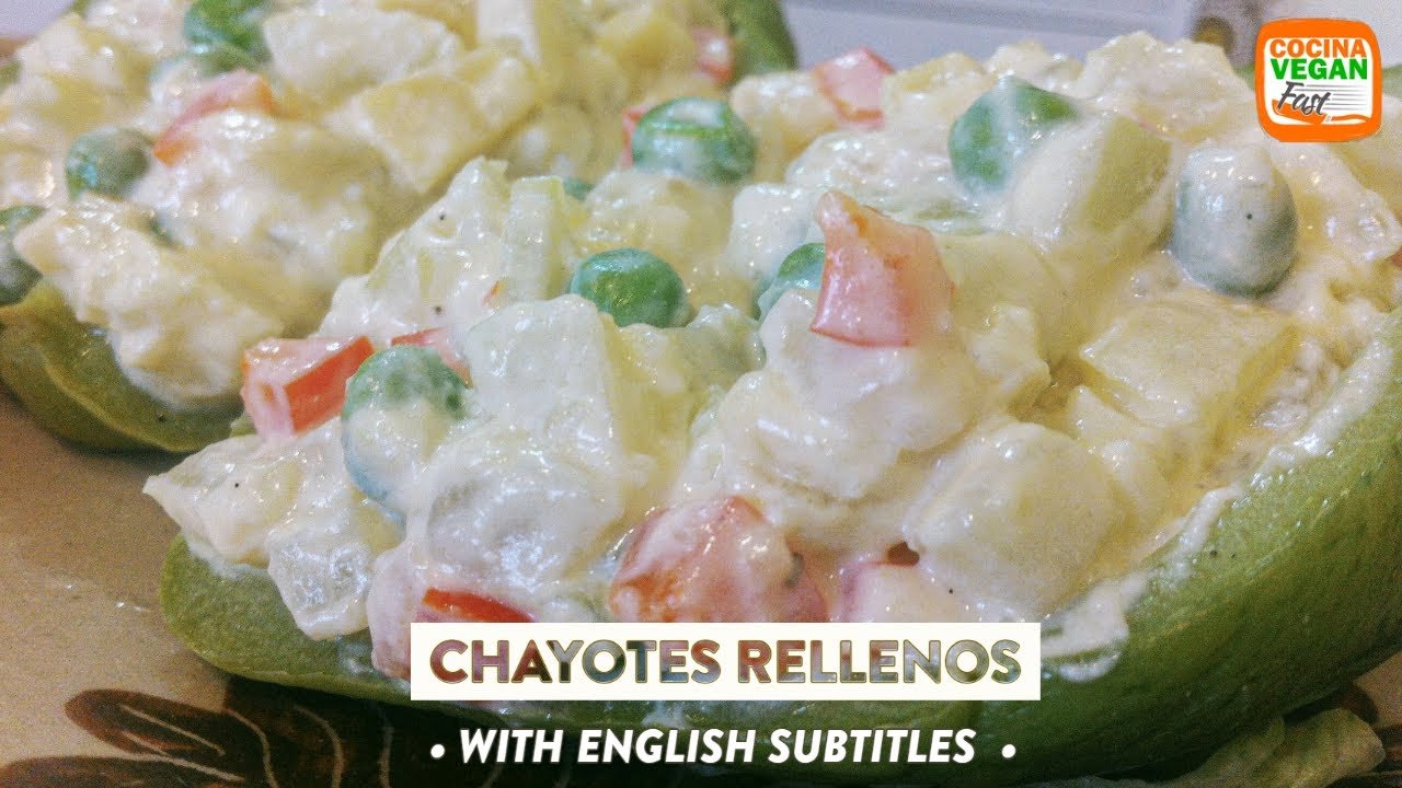 Receta de Chayotes rellenos veganos