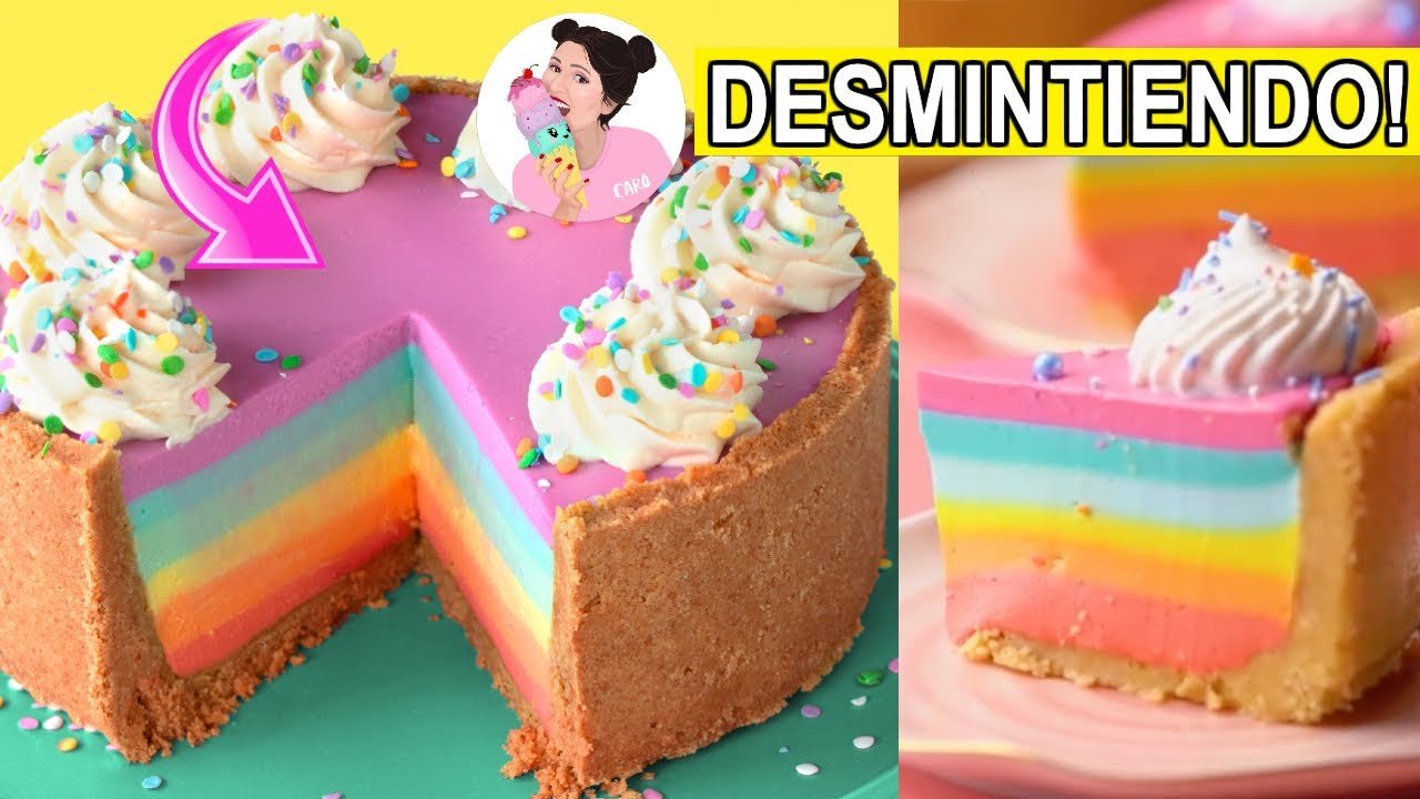 Receta de Cheesecake arcoíris sin horno