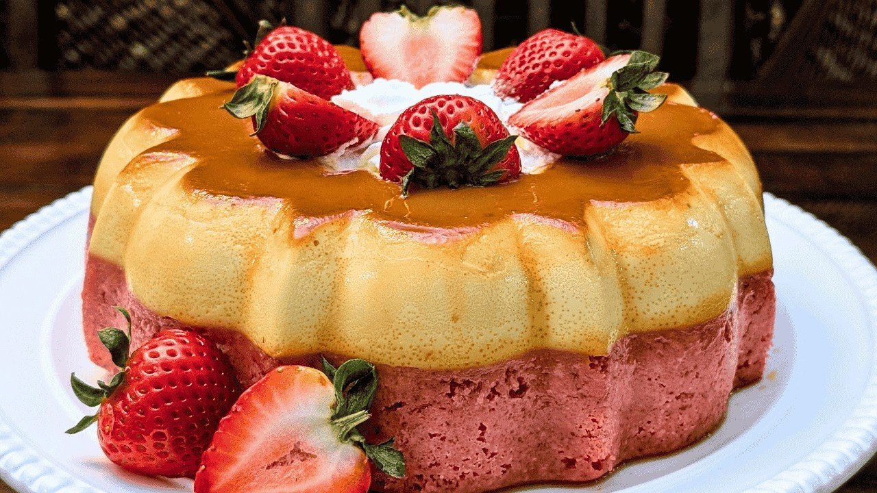 Receta de Chocoflan de fresa