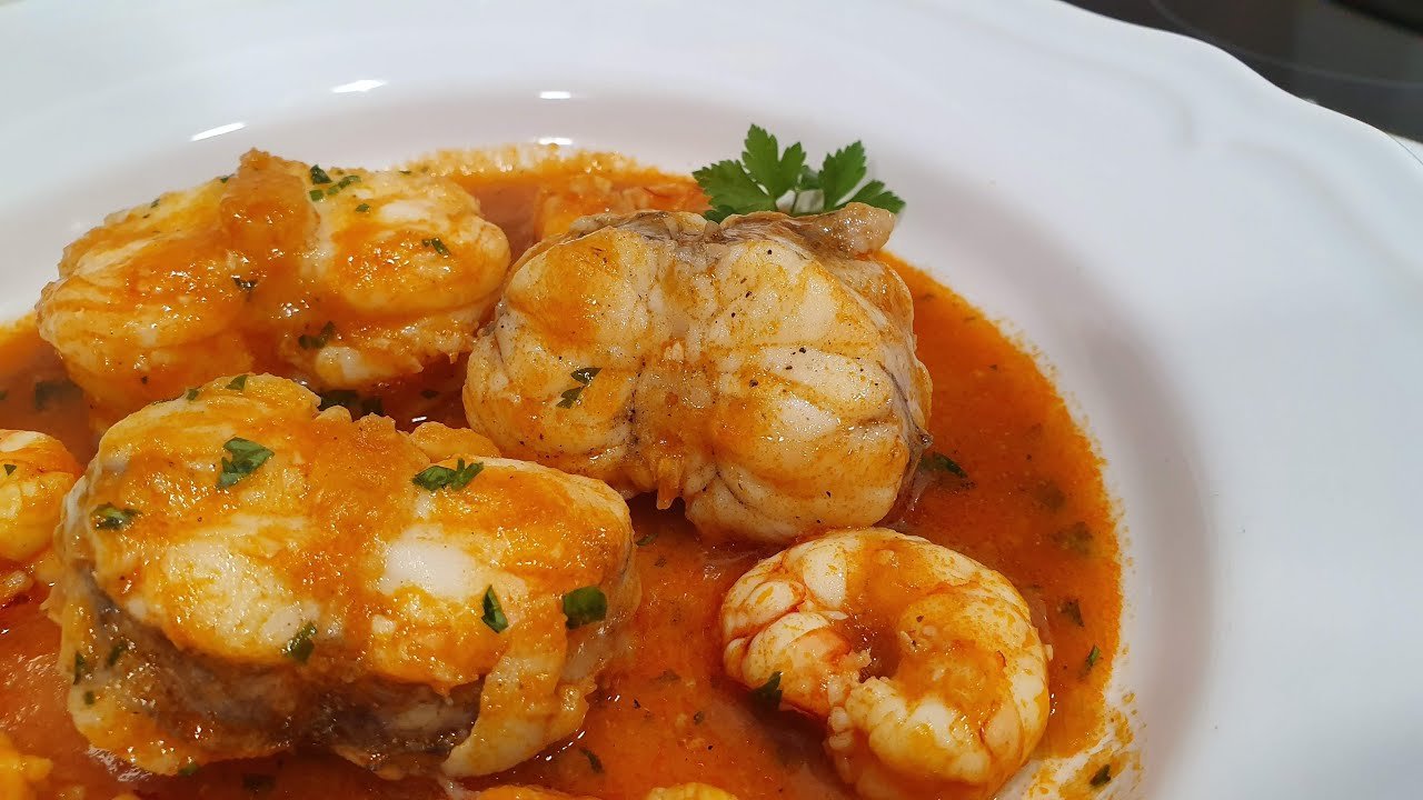 Receta de Colas de rape en salsa americana