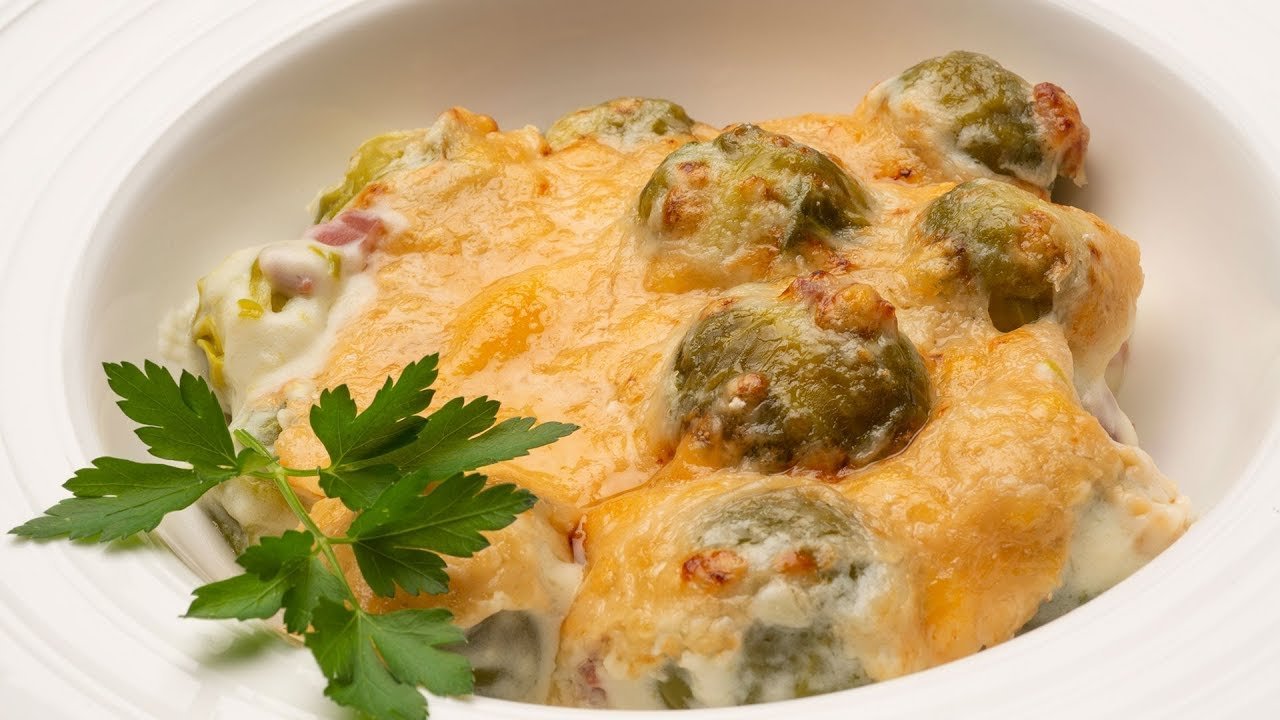 Receta de Coles de Bruselas con bechamel al horno