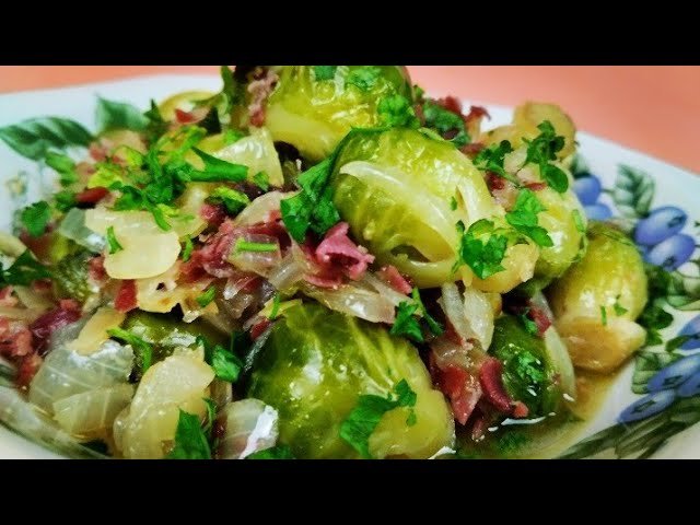 Receta de Coles de Bruselas con jamón y queso