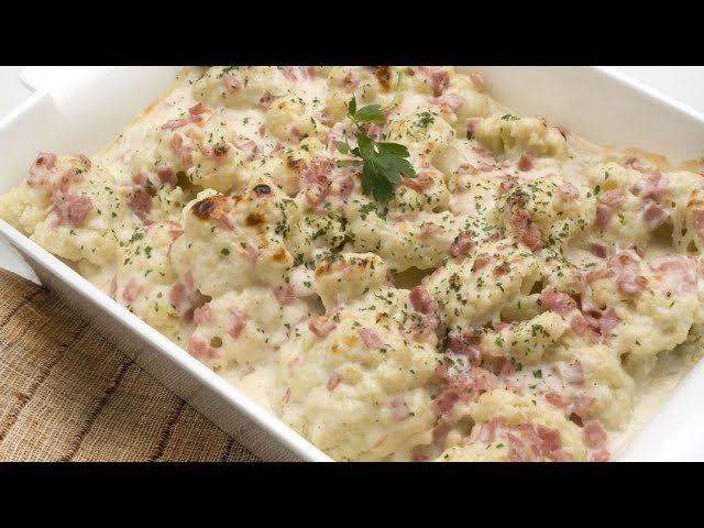 Receta de Coliflor con bechamel y atún