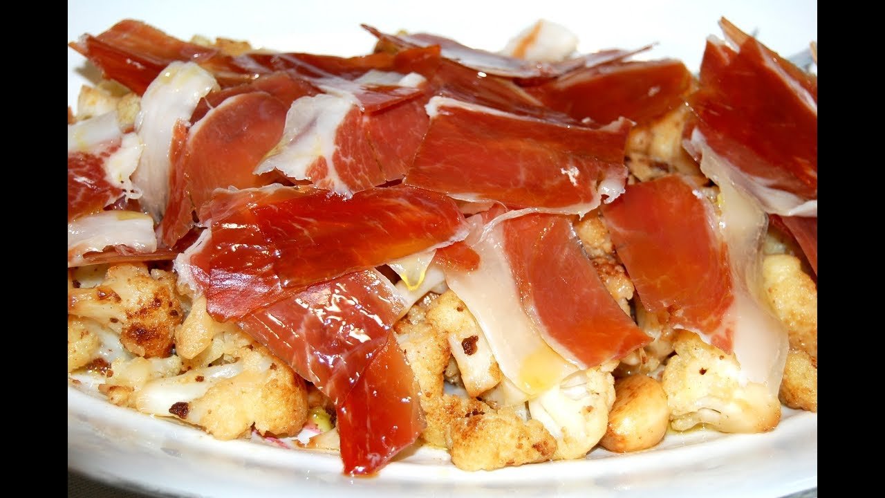 Receta de Coliflor salteada con jamón