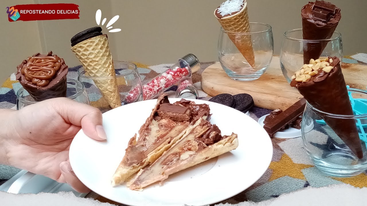 Receta de Conos rellenos de chocolate